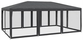 Tenda p/ festas 10 paredes laterais malha 6x4 m PEAD antracite
