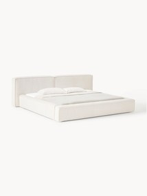 Cama estofada em bouclé com arrumação Lennon