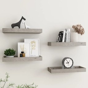 vidaXL Prateleiras parede Loggia 4 pcs 40x15x4 cm MDF cinzento cimento