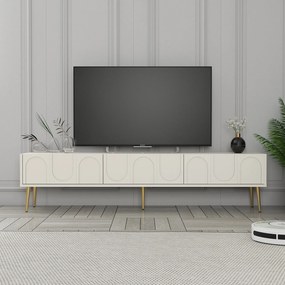 Móvel de TV "Lyon" – Creme e Dourado – 180x43x35 cm – Design Luxuoso