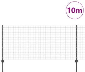 Cerca Europeia com 10 Estacas Cinza 1x10 m Aço