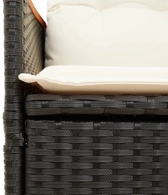 3 pcs conjunto de bistrô com almofadões vime PE preto