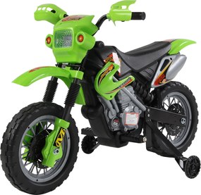 HOMCOM Moto Elétrica Infantil 6V com Rodas de Apoio Luzes e Música 3-6 Anos 102x53x66 cm Verde | Aosom Portugal