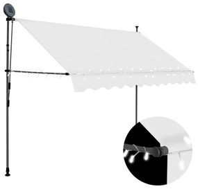vidaXL Toldo retrátil manual com LED 300 cm creme