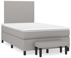 vidaXL Cama boxspring com colchão 120x190 cm tecido cinzento-claro