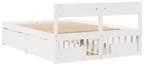 Cama sem colchão 120x190 cm madeira de pinho maciça branco