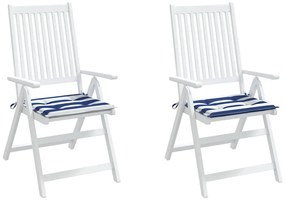 Almofadões p/ cadeira 2pcs 40x40x4 cm tecido riscas azul/branco