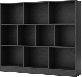 Estante com 120 x 24 x 104 cm 10 cubos de armazenamento com 3 níveis Estante de exposição de 120 cm para sala de estar/quarto Preto