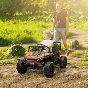 Carro elétrico infantil UTV buggy elétrico infantil com controlo remoto de 2,4 GHz, 2 motores, 103 x 69 x 59 cm, castanho