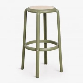 Pack De 2 Bancos Altos Omara Verde Azeitona Intenso & ↑75 Cm - Sklum