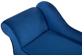 Chaise-longue à esquerda em veludo azul marinho BIARRITZ Beliani