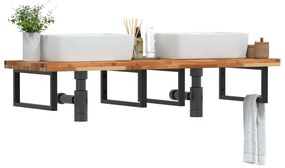 vidaXL Prateleira de parede p/ lavatório aço/madeira de acácia maciça