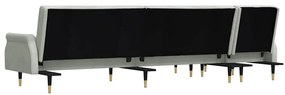 Sofá-cama em forma de L 271x140x70 cm veludo cinzento-claro