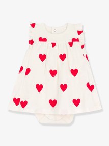 Conjunto vestido + body, em algodão bio, da Petit Bateau branco