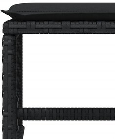 9 pcs conjunto de jantar p/ jardim c/ almofadões vime PE preto