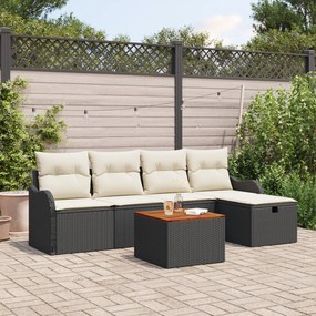Conjunto de Sofás de Jardim vidaXL 6 Peças com Almofadas Branco Vime P