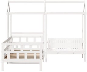Conj. de sofá-cama c/ telhado 80x200 cm pinho maciço branco