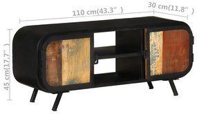 Móvel de TV 110x30x45 cm madeira recuperada maciça