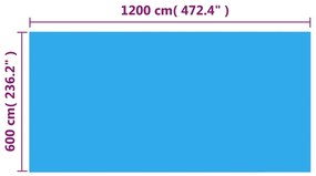Cobertura retangular para piscina 1200x600 cm PE azul