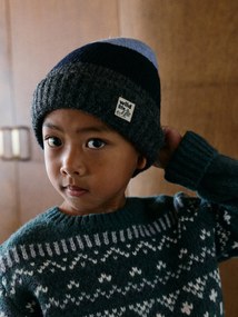 Conjunto de gorro, gola e mitenes para menino marinho