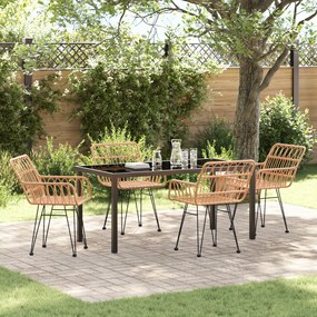 vidaXL Conjunto de Jantar de Jardim 5 Peças Castanho em Rattan Poliéster