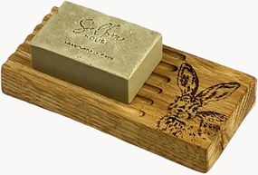 Saboneteira em madeira de carvalho com sabonete Hare, conjunto de 2