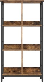 Estante com 3 níveis e 6 compartimentos 30 x 60 x 114 cm castanho-preto