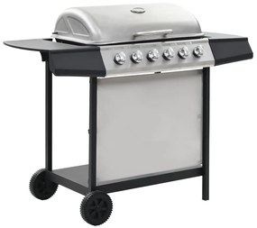 Grelhador/BBQ a gás 6 zonas de cozinhar aço inoxidável prateado