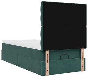 Estrutura de cama otomana colchões 90x200cm veludo verde escuro