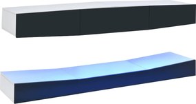Móvel TV Suspenso de Parede com Luz LED – Amarante – 180x40 cm – Cinze