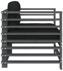 Cadeiras de jardim c/ almofadões 2 pcs pinho maciço cinzento