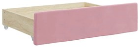 Gavetas de cama 2 pcs derivados de madeira e veludo rosa