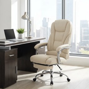 Cadeira de escritório Pacific com apoio para os pés Creme