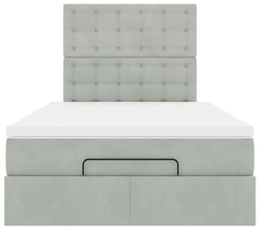 Estrutura de cama otomana com colchões cinza claro Veludo