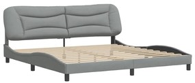 Estrutura de cama sem colchão 200x200 cm tecido cinzento-claro
