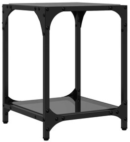Mesas de centro c/ topo em vidro preto 2 pcs 30x30x40 cm aço