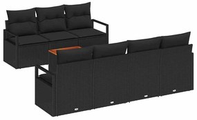 Conjunto de Sofá de Jardim 8 pcs Preto Médio Vime