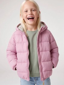 Blusão acolchoado leve, com capuz, para menina lilás