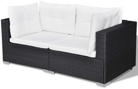 10 pcs conjunto lounge de jardim c/ almofadões vime PE preto
