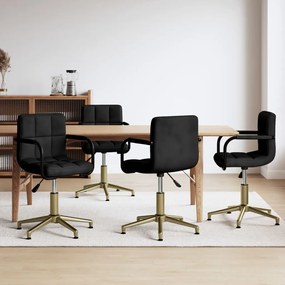 vidaXL Cadeiras de jantar giratórias 4 pcs veludo preto