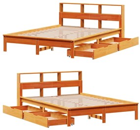 Cama com estante sem colchão 140x200 cm pinho maciço