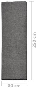 Tapete de tecido plano para exterior 80x250 cm cinzento