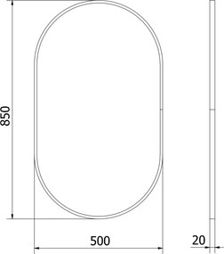 Mexen Loft espelho de casa de banho oval 85 x 50 cm, moldura preta - 9851-085-050-000-70
