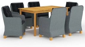vidaXL 7 pcs conjunto de jantar para jardim cinzento-claro