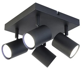 LED Candeeiro de teto inteligente quadrado preto com 4 GU10 Wi-Fi - Jeana Moderno