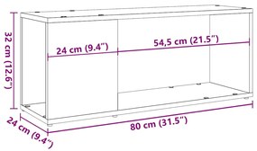 Móvel de TV 80x24x32cm derivados de madeira cor madeira velha