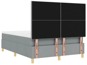Cama com Estrutura Box Spring e Colchão &amp; Luz LED Cinzento Claro 140x2