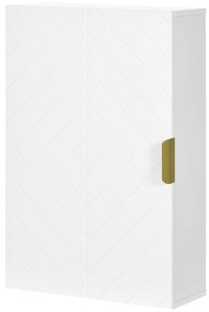 kleankin Armário Casa de Banho de Parede Moderno com 1 Puxador de Aço e Prateleiras Ajustáveis 40x15x60 cm Branco | Aosom Portugal