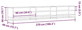 Móvel de TV 270x40x46 cm derivados de madeira cinzento sonoma