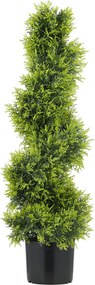 HOMCOM Cipreste Artificial 90cm Planta Artificial em Espiral, Planta de Plástico em Vaso, Decoração Moderna | Aosom Portugal